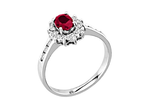 0.85ctw Ruby and Diamond Ring in 14k White Gold