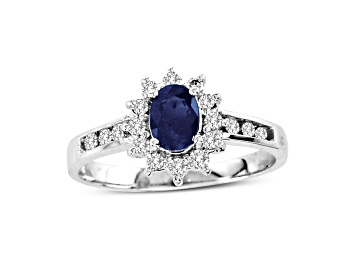 Picture of 0.85ctw Sapphire and Diamond Ring in 14k White Gold