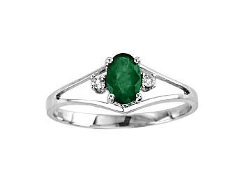 Picture of 0.43ctw Emerald and Diamond Ring in 14k White Gold