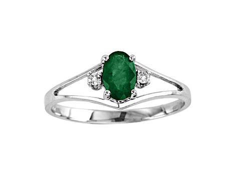 0.43ctw Emerald and Diamond Ring in 14k White Gold