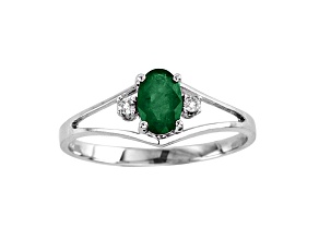 0.43ctw Emerald and Diamond Ring in 14k White Gold