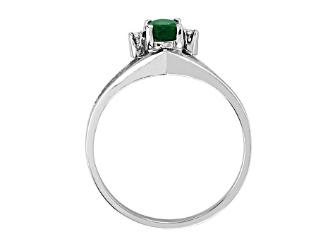 0.43ctw Emerald and Diamond Ring in 14k White Gold