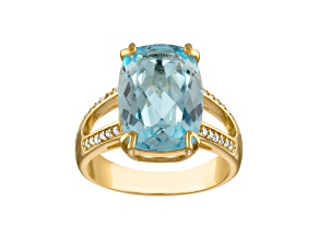 Swiss Blue Topaz 14K Yellow Gold Plated Sterling Silver Ring 7.62ctw