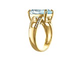 Swiss Blue Topaz 14K Yellow Gold Plated Sterling Silver Ring 7.62ctw