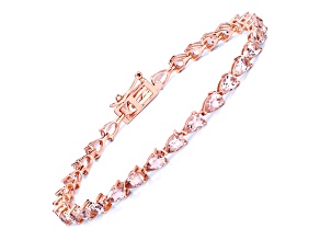 Peach Morganite 10K Rose Gold Oval Tennis Bracelet 5.58ctw