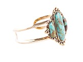 Barse Jewelry Blue Turquoise Gold Tone Plateau Cuff Bracelet