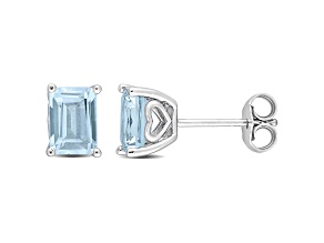 2.50ctw Octagon Sky Blue Topaz Stud Earrings in Sterling Silver