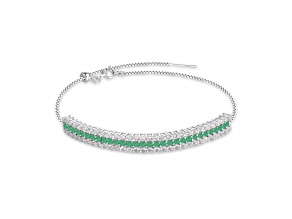Emerald and White Topaz Sterling Silver 3-Row Bolo Bracelet