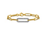 14K Yellow Gold with White Rhodium Diamond Paper Clip Link 7.5-inch Bracelet 0.33ctw