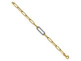 14K Yellow Gold with White Rhodium Diamond Paper Clip Link 7.5-inch Bracelet 0.33ctw