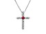 0.18ctw Diamond and Ruby Cross in 14K White Gold