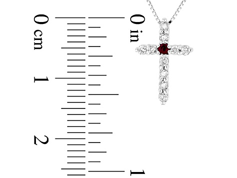 0.18ctw Diamond and Ruby Cross in 14K White Gold