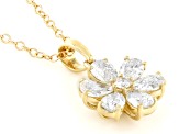 White Lab-Grown Diamond, 14k Yellow Gold Flower Pendant 1.00ctw