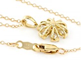 White Lab-Grown Diamond, 14k Yellow Gold Flower Pendant 1.00ctw