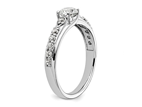 Rhodium Over 10K White Gold Lab Grown Diamond VS/SI GH, Complete Engagement Ring 0.74ctw
