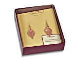 Copper Dipped Evergreen Leaf Gold Tone Shepherd Hook Earrings