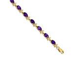 14k Yellow Gold Floral Diamond and Amethyst Bracelet