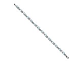 Rhodium Over 14k White Gold Floral Diamond and Aquamarine Bracelet