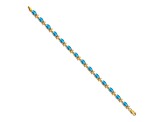 14k Yellow Gold Floral Diamond and Blue Topaz Bracelet