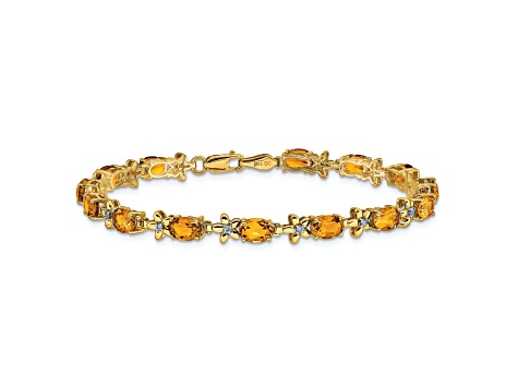 14k Yellow Gold Floral Diamond and Citrine Bracelet