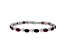 Rhodium Over 14k White Gold Floral Diamond and Garnet Bracelet