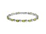 Rhodium Over 14k White Gold Floral Diamond and Peridot Bracelet