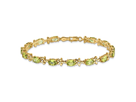 14k Yellow Gold Floral Diamond and Peridot Bracelet