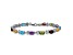 Rhodium Over 14k White Gold Rainbow Floral Gemstone and Diamond Bracelet