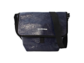 Balenciaga Arena Blue Lambskin Leather Flap Messenger Bag