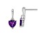 Rhodium Over 10k White Gold 1.5ctw Amethyst February Birthstone and Diamond Heart Dangle Earrings