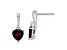 Rhodium Over 10k White Gold 1.5ctw Garnet January Birthstone and Diamond Heart Dangle Earrings