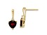 10k Yellow Gold 1.5ctw Garnet January Birthstone and Diamond Heart Dangle Earrings