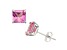 Pink Lab Created Sapphire Princess Cut 10K White Gold Stud Earrings 2.30ctw