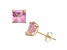Pink Lab Created Sapphire Princess Cut 10K Yellow Gold Stud Earrings 2.30ctw