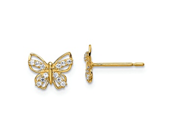 Picture of 14K Yellow Gold Butterfly Cubic Zirconia Stud Earrings