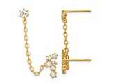 14K Yellow Gold Cubic Zirconia Double Post with Chain Constellation Earrings