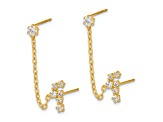 14K Yellow Gold Cubic Zirconia Double Post with Chain Constellation Earrings