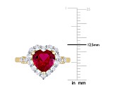 Lab Created Ruby & White Topaz and White Diamond 10k Yellow Gold Ring 3.49ctw