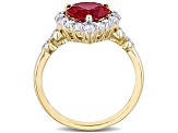 Lab Created Ruby & White Topaz and White Diamond 10k Yellow Gold Ring 3.49ctw