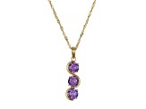 Purple Cubic Zirconia 18k Yellow Gold Over Sterling Silver February Birthstone Pendant 6.36ctw