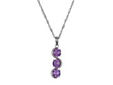 Purple Cubic Zirconia Platinum Over Sterling Silver February Birthstone Pendant 6.36ctw