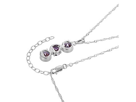 Purple Cubic Zirconia Platinum Over Sterling Silver February Birthstone Pendant 6.36ctw