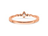 14K Rose Gold Petite Beaded Edge Marquise Diamond Ring 0.09ctw