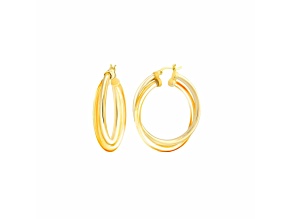 14K Yellow Gold Over Sterling Silver Lucite Crossover Hoop Earrings in Honey