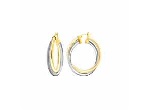 14K Yellow Gold Over Sterling Silver Lucite Crossover Hoop Earrings in Blackberry