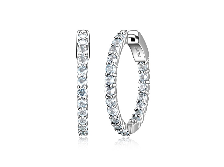 Sky Blue Topaz Platinum Over Sterling Silver Hoop Earrings