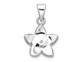 Rhodium Over Sterling Silver Pink Enamel and Cubic Zirconia Flower Children's Pendant