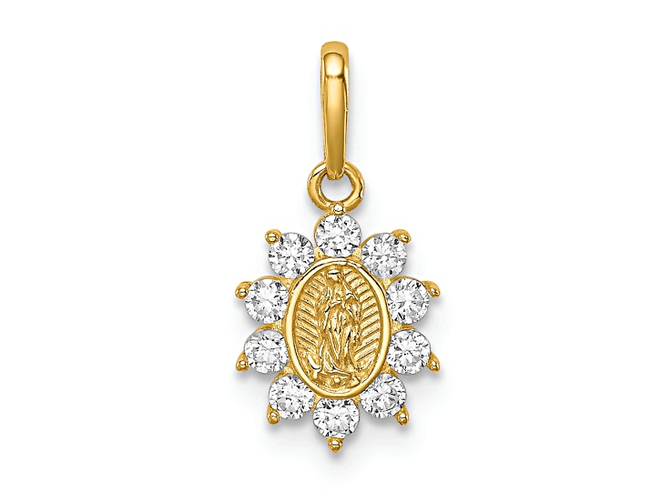14K Yellow Gold Our Lady of Guadalupe Cubic Zirconia Pendant - 1B81XA | JTV