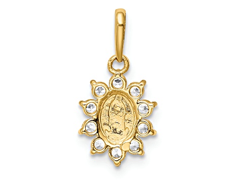 14K Yellow Gold Our Lady of Guadalupe Cubic Zirconia Pendant