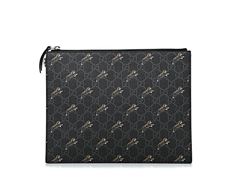 【2025年製 新品】 Tiger Monogram Supreme GG Black Gucci Print Bag Clutch ゴルフバッグ・キャディバッグ